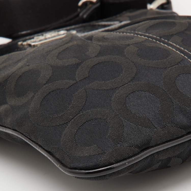 Pre Owned Coach Black Op Art Canvas and Patent Leather Madison Crossbody Bag