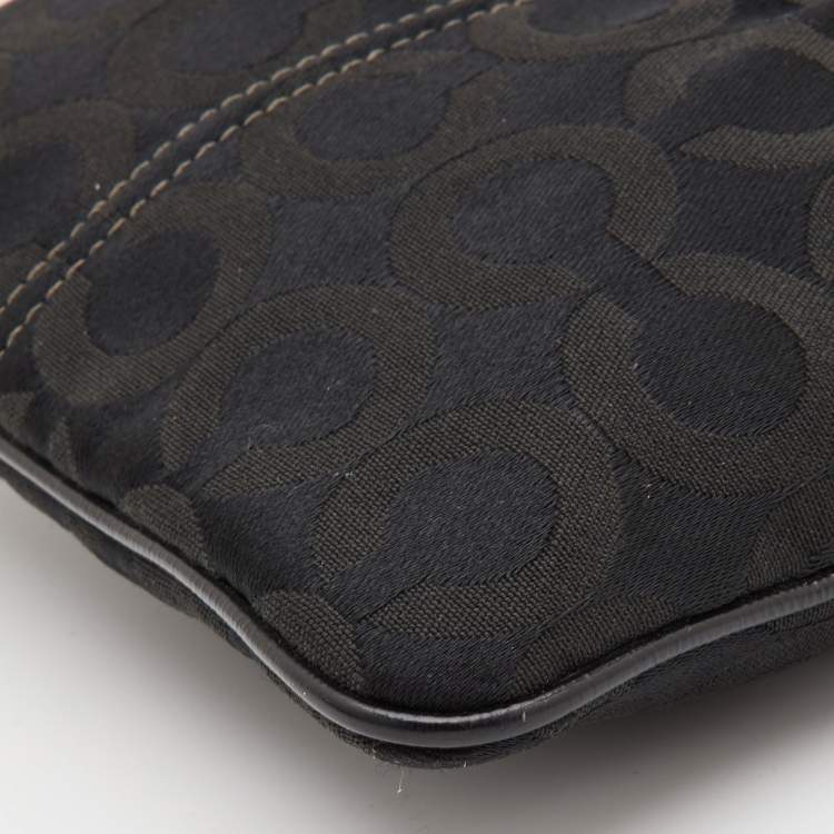 Pre Owned Coach Black Op Art Canvas and Patent Leather Madison Crossbody Bag