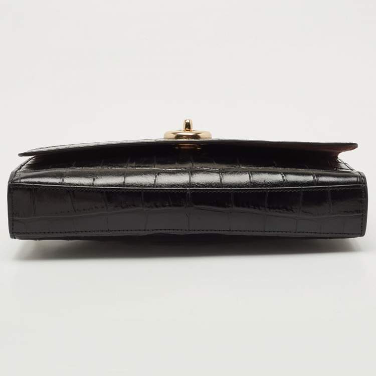 Pre Owned Coach Black Leather Marlow Turnlock Crossbody Bag