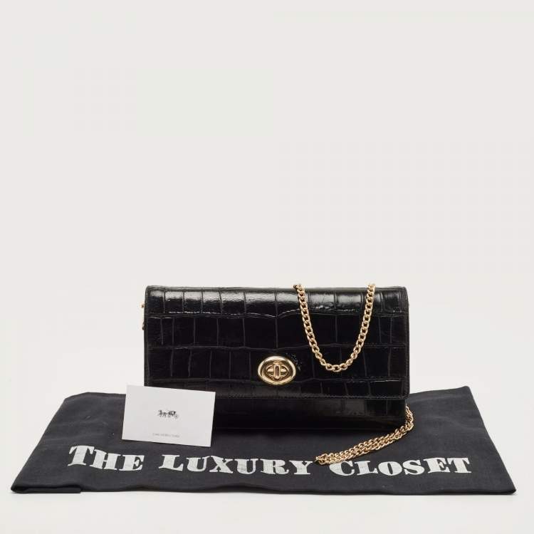 Pre Owned Coach Black Leather Marlow Turnlock Crossbody Bag