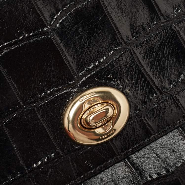 Pre Owned Coach Black Leather Marlow Turnlock Crossbody Bag