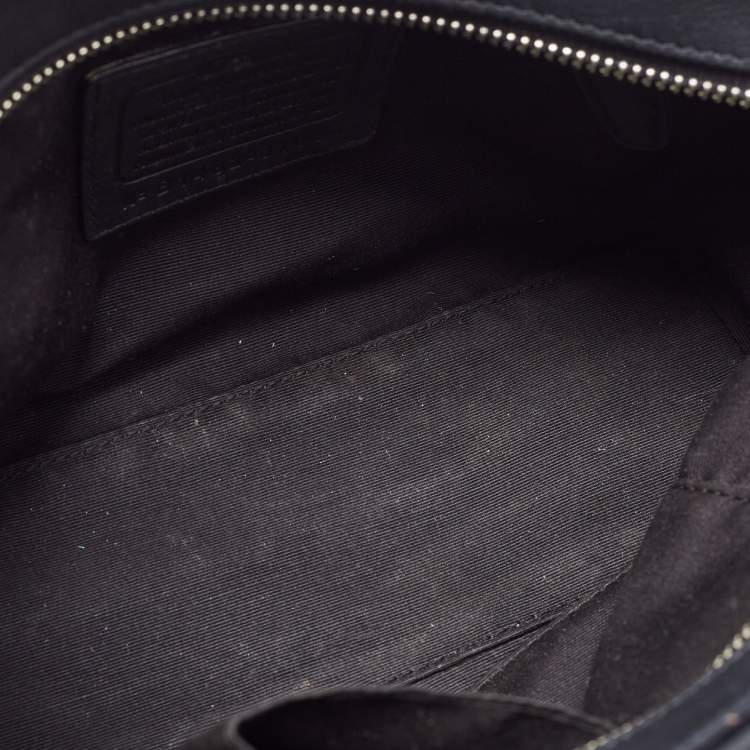Pre Owned Coach Black/Blue Woven Leather Bleecker Riley Tote