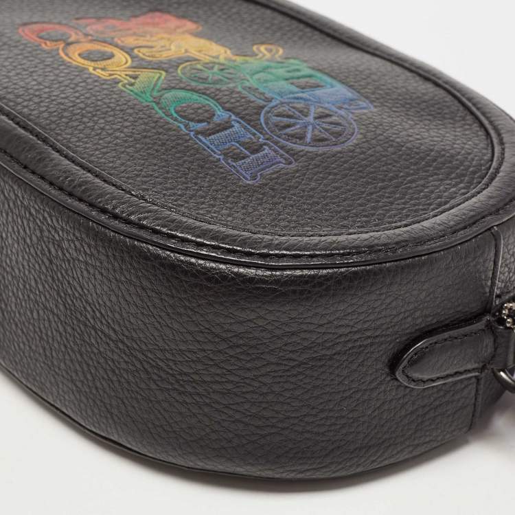 Pre Owned Coach Black Leather Horse And Carriage Camera Crossbody Bag 