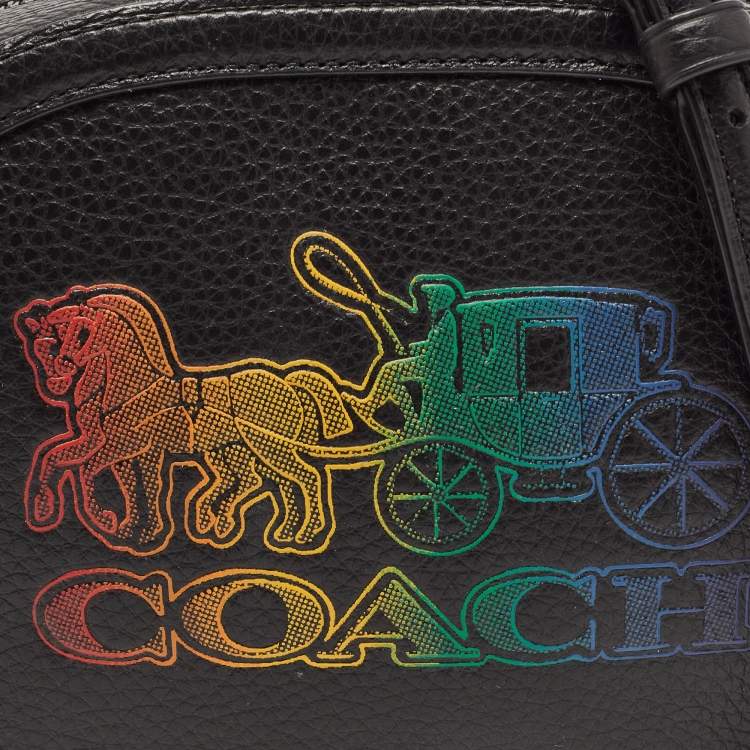 Pre Owned Coach Black Leather Horse And Carriage Camera Crossbody Bag 