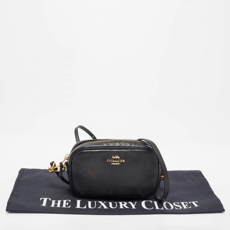 Pre Owned Coach Black Leather Camera Crossbody Bag 