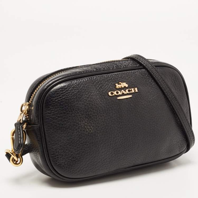 Pre Owned Coach Black Leather Camera Crossbody Bag 
