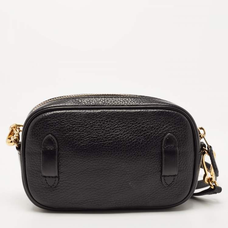 Pre Owned Coach Black Leather Camera Crossbody Bag 