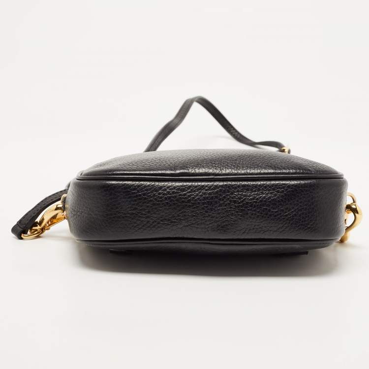 Pre Owned Coach Black Leather Camera Crossbody Bag 