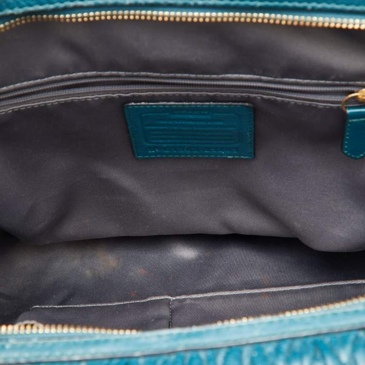 Pre Owned Coach Blue Twist Gathered Leather Madison Madeline Eastwest Satchel