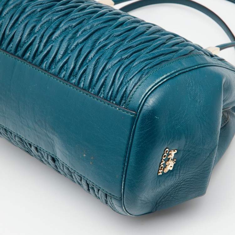 Pre Owned Coach Blue Twist Gathered Leather Madison Madeline Eastwest Satchel
