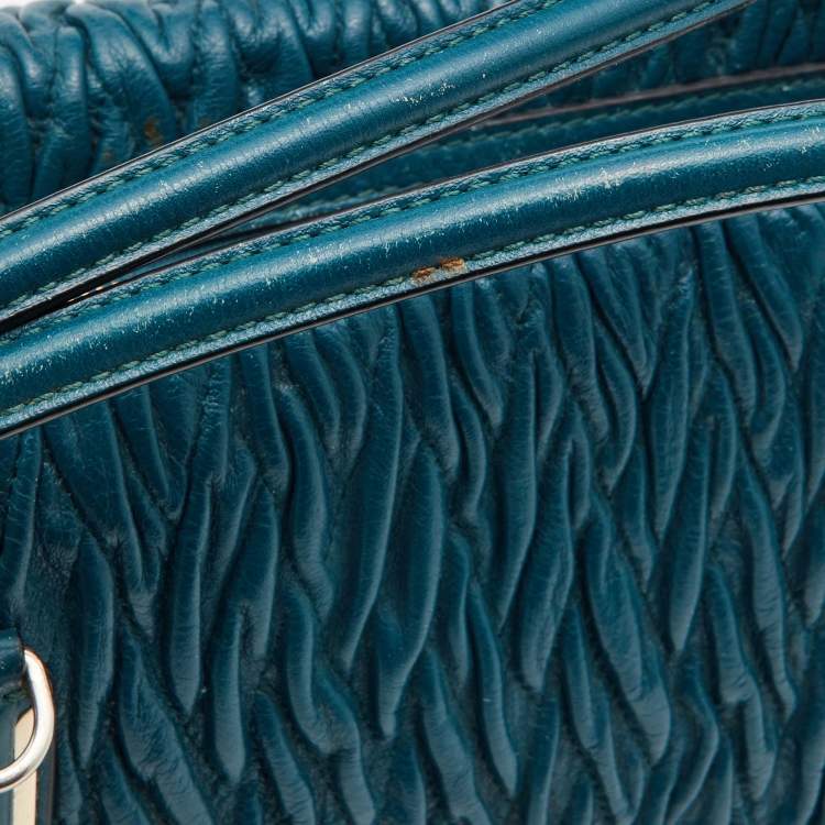Pre Owned Coach Blue Twist Gathered Leather Madison Madeline Eastwest Satchel