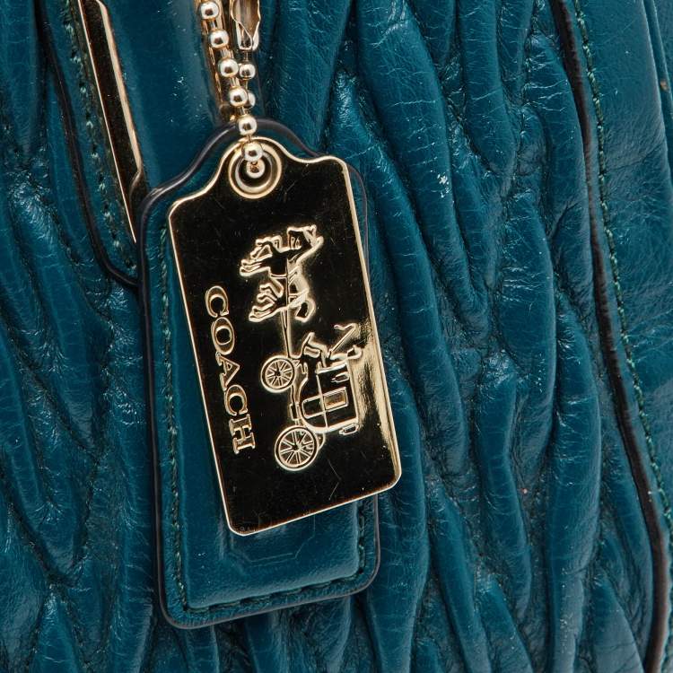 Pre Owned Coach Blue Twist Gathered Leather Madison Madeline Eastwest Satchel