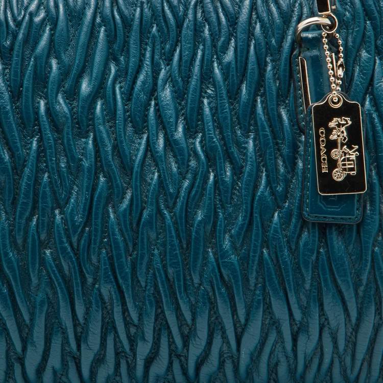 Pre Owned Coach Blue Twist Gathered Leather Madison Madeline Eastwest Satchel