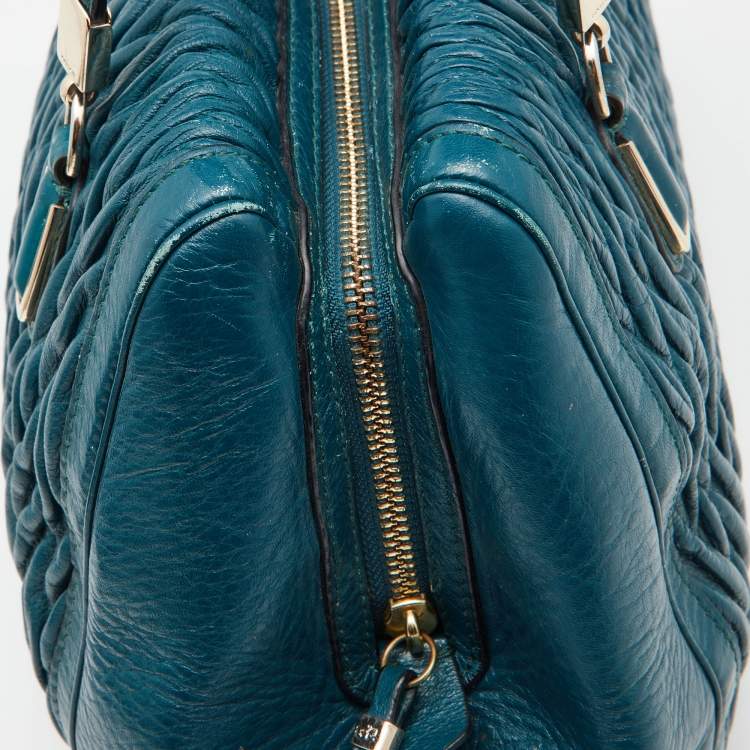 Pre Owned Coach Blue Twist Gathered Leather Madison Madeline Eastwest Satchel