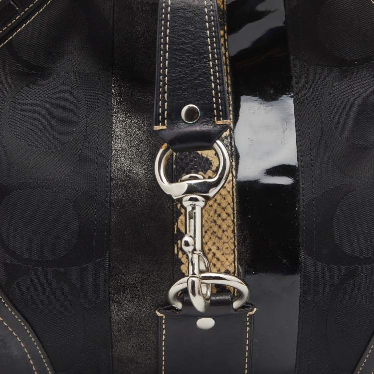Pre Owned Coach Black Signature Canvas And Leather Hamilton Hobo