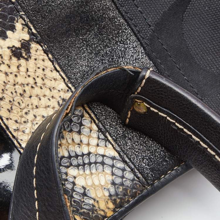 Pre Owned Coach Black Signature Canvas And Leather Hamilton Hobo