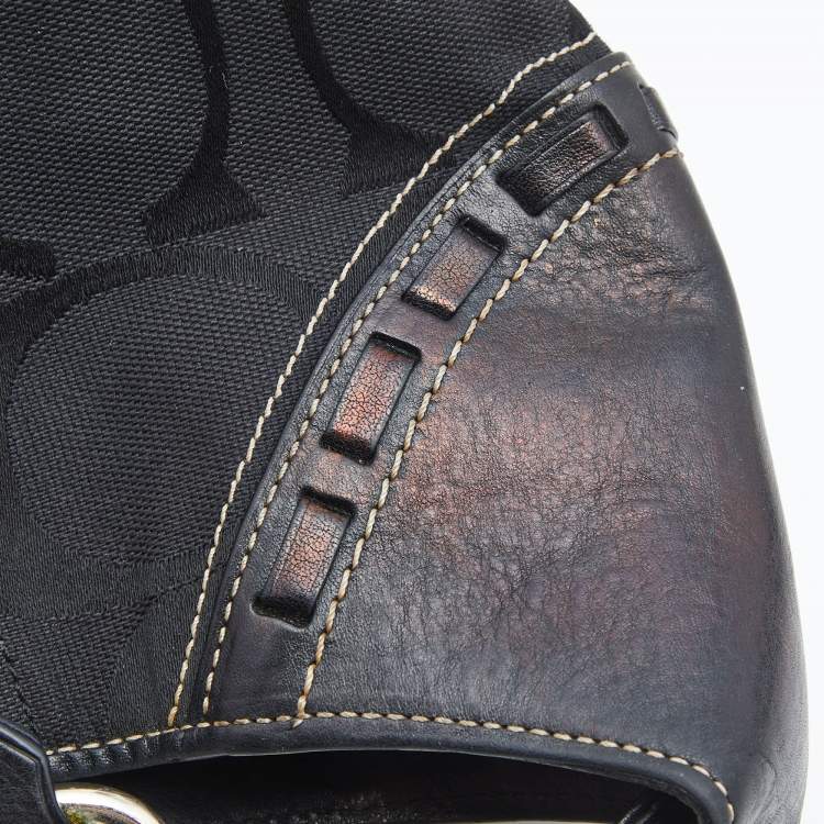 Pre Owned Coach Black Signature Canvas And Leather Hamilton Hobo