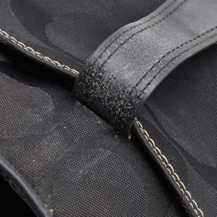 Pre Owned Coach Black Signature Canvas And Leather Hamilton Hobo