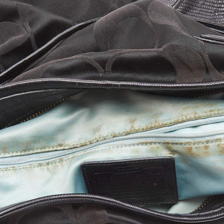 Pre Owned Coach Black Canvas and Leather Hobo