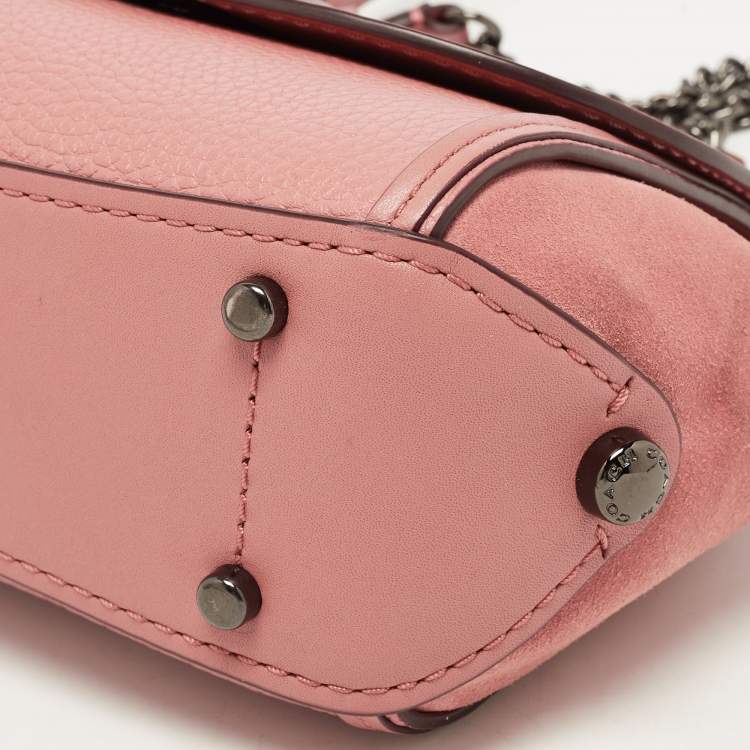 Pre Owned Coach Pink Leather and Suede Drifter Crossbody Bag