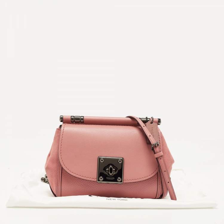 Pre Owned Coach Pink Leather and Suede Drifter Crossbody Bag