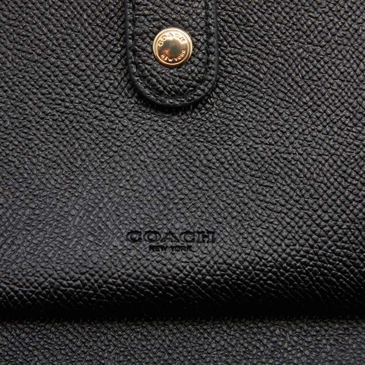 Pre Owned Coach Black Leather Zip Wristlet Wallet