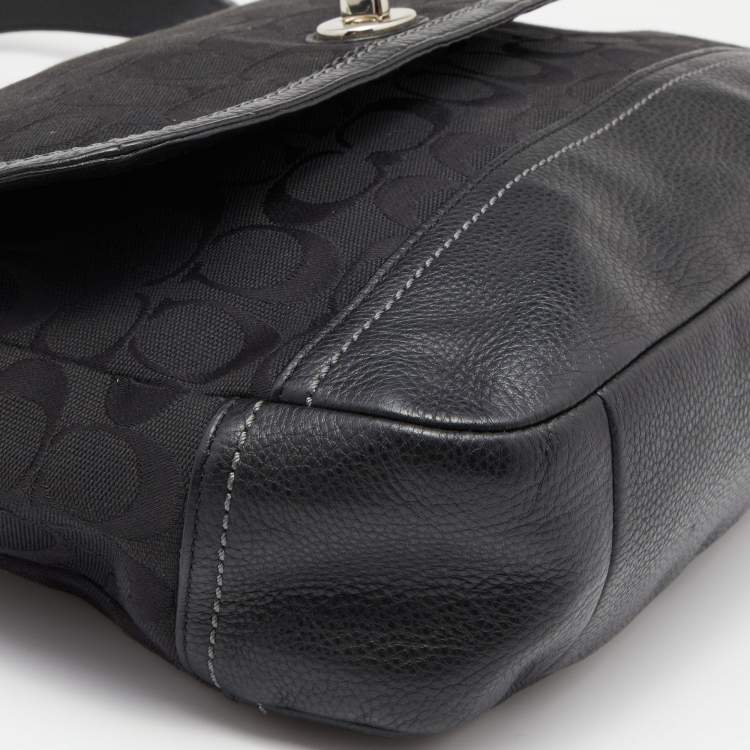 Pre Owned Coach Black Signature Canvas and Leather Park Hobo 