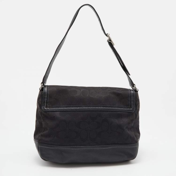 Pre Owned Coach Black Signature Canvas and Leather Park Hobo 