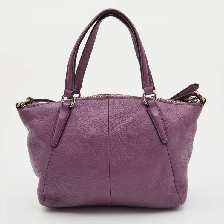 Pre Owned Coach Purple Leather Mini Kelsey Satchel