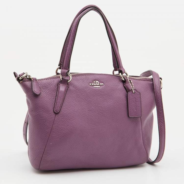 Pre Owned Coach Purple Leather Mini Kelsey Satchel
