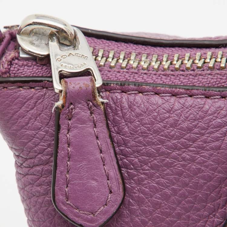 Pre Owned Coach Purple Leather Mini Kelsey Satchel