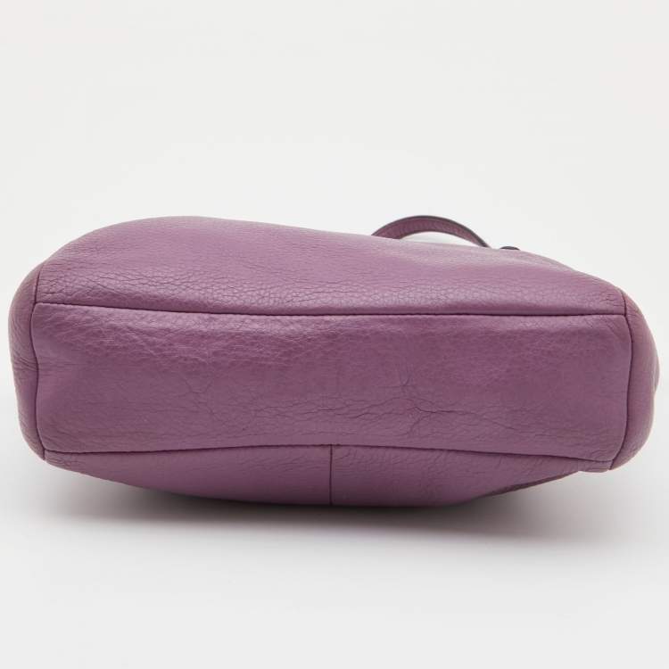 Pre Owned Coach Purple Leather Mini Kelsey Satchel