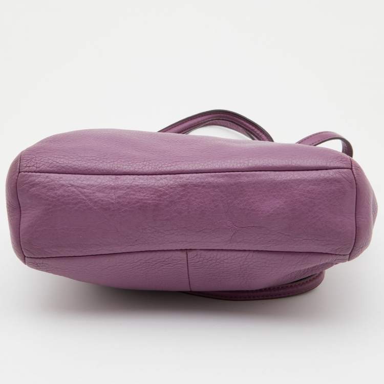 Pre Owned Coach Purple Leather Mini Kelsey Satchel