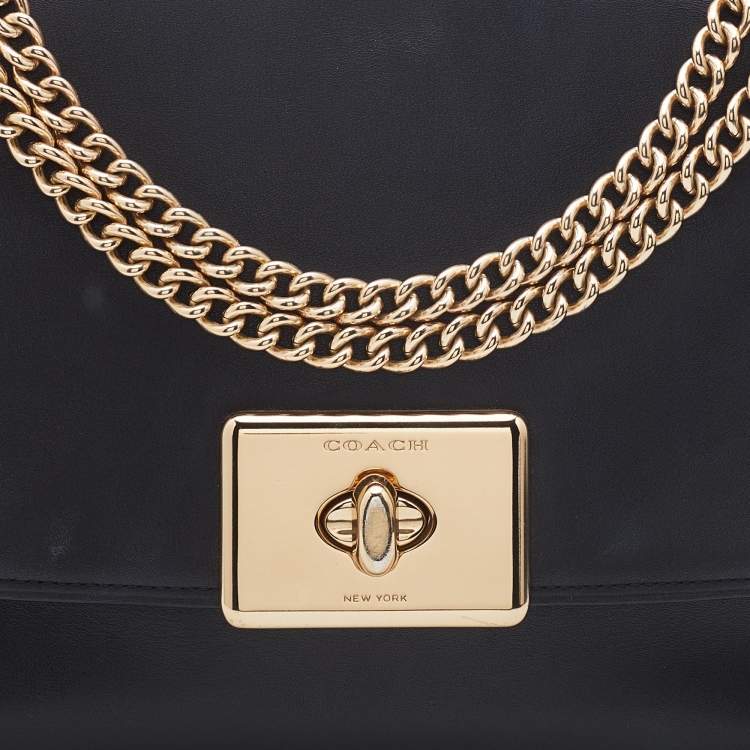 مملوكة مسبقًا Coach Black Leather Flap Cassidy Chain Shoulder Bag