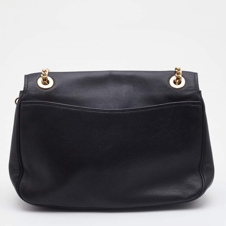 مملوكة مسبقًا Coach Black Leather Flap Cassidy Chain Shoulder Bag