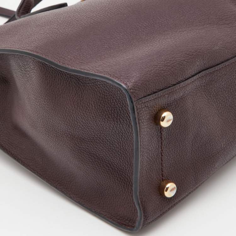 Pre Owned Coach Burgundy Leather Turnlock Charlie Carryall Tote