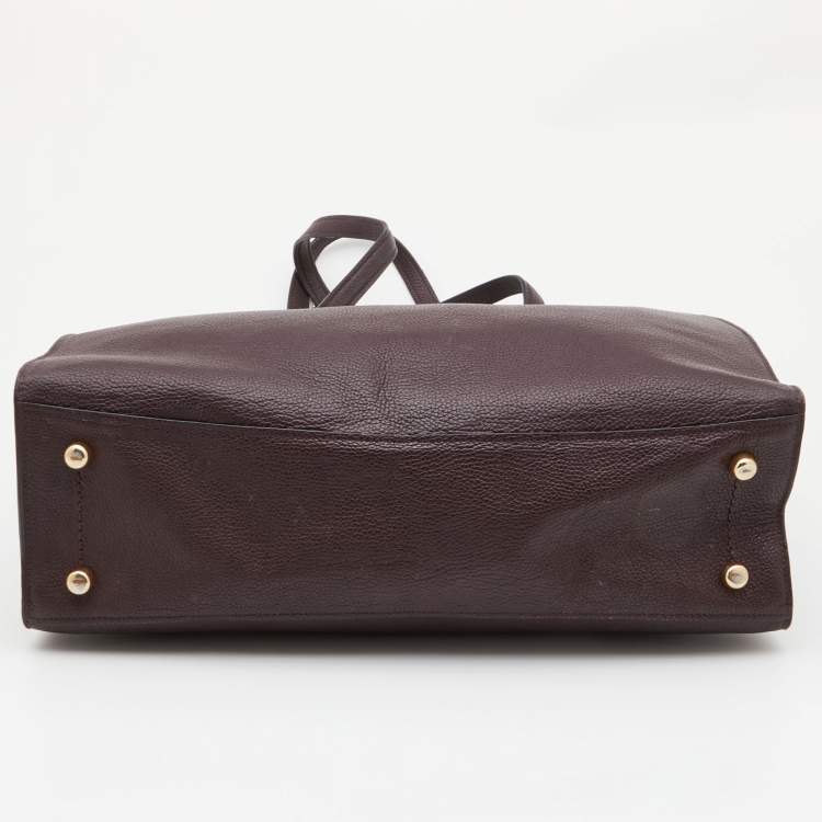 Pre Owned Coach Burgundy Leather Turnlock Charlie Carryall Tote