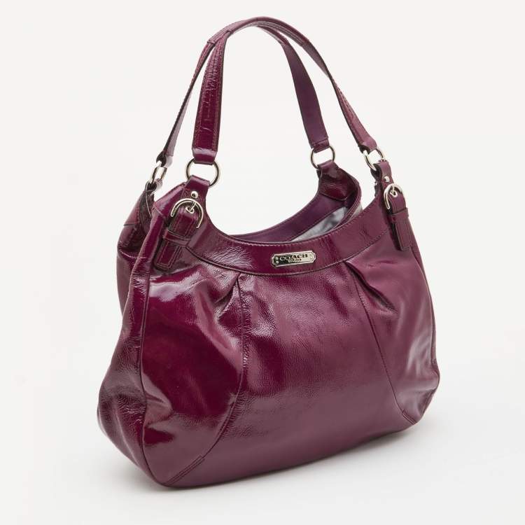 Pre Owned Coach Purple Patent Leather Madison Maggie Hobo