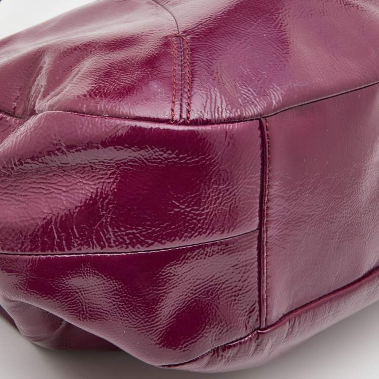 Pre Owned Coach Purple Patent Leather Madison Maggie Hobo