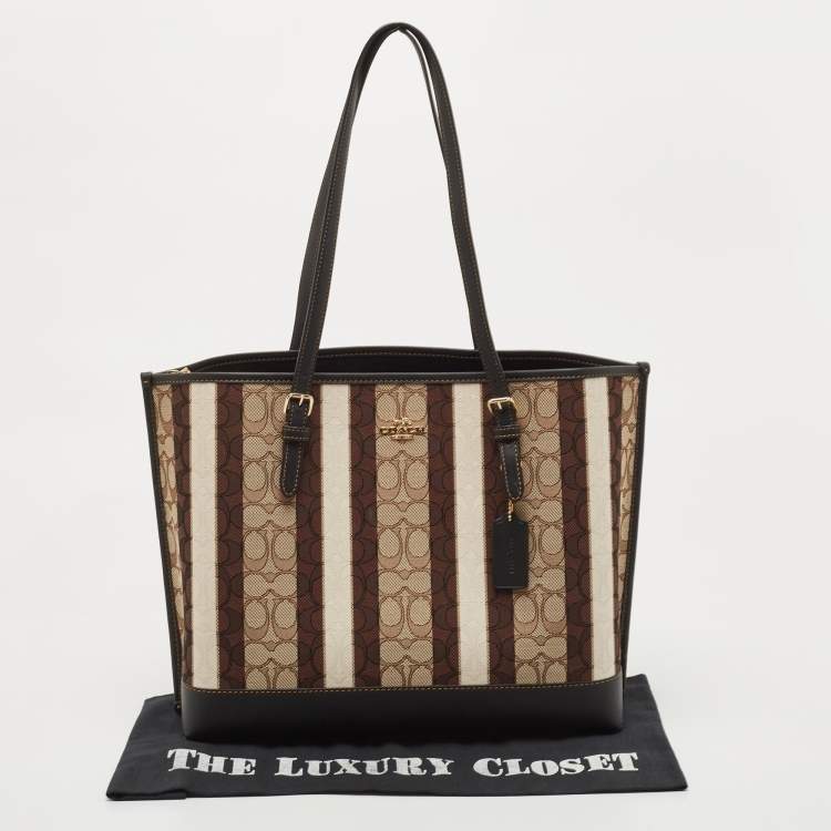 مملوكة مسبقًا Coach Chalk Signature Coated Canvas and Leather Mollie Tote Bag
