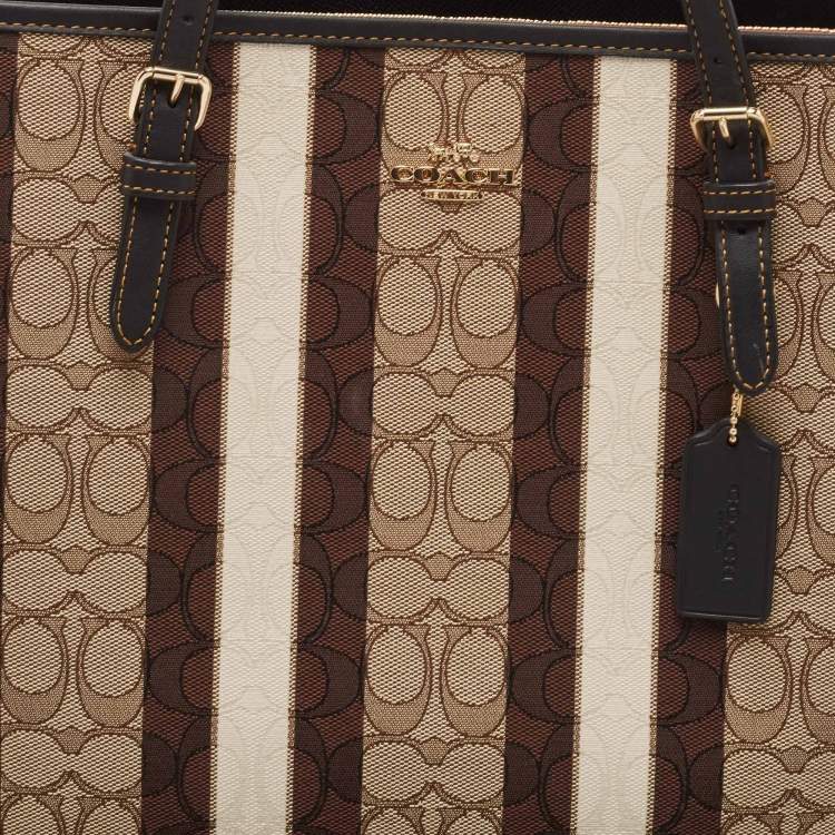 مملوكة مسبقًا Coach Chalk Signature Coated Canvas and Leather Mollie Tote Bag