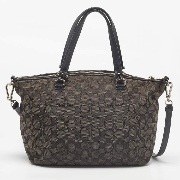 Pre Owned Coach Grey/Black Signature Canvas and Leather Prairie Signature Satchel