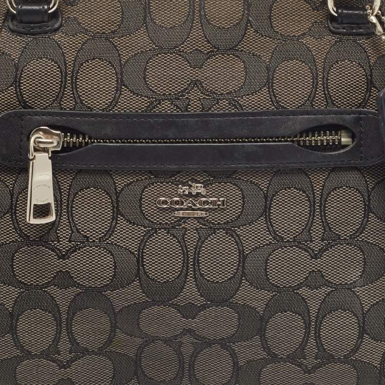 Pre Owned Coach Grey/Black Signature Canvas and Leather Prairie Signature Satchel