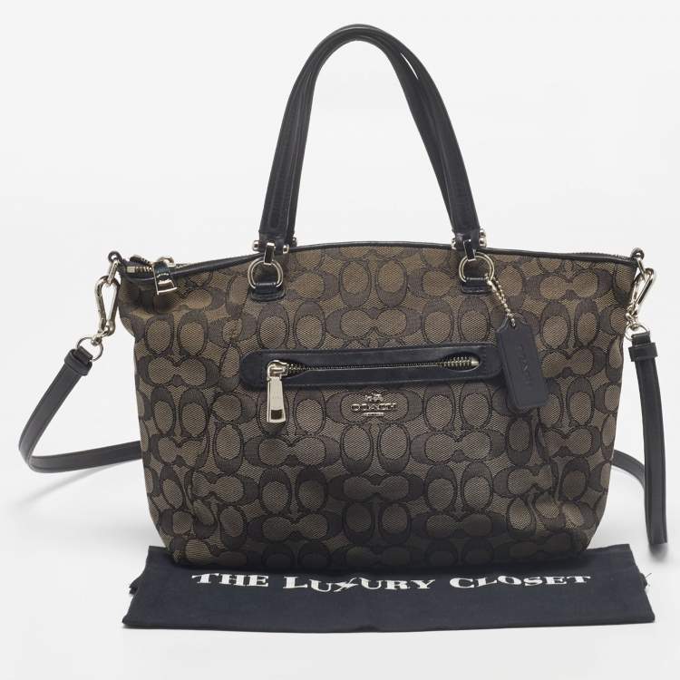 Pre Owned Coach Grey/Black Signature Canvas and Leather Prairie Signature Satchel