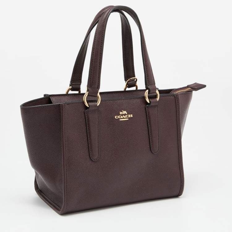 Pre Owned Coach Burgundy Leather Crosby Carryall 21 Tote