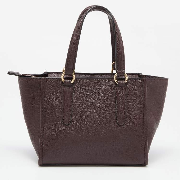 Pre Owned Coach Burgundy Leather Crosby Carryall 21 Tote