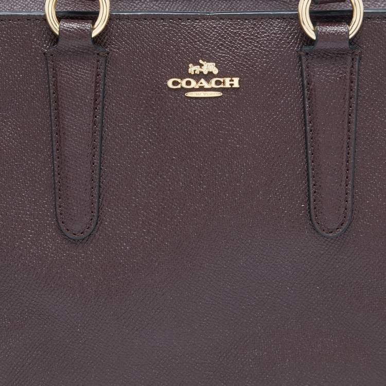 Pre Owned Coach Burgundy Leather Crosby Carryall 21 Tote