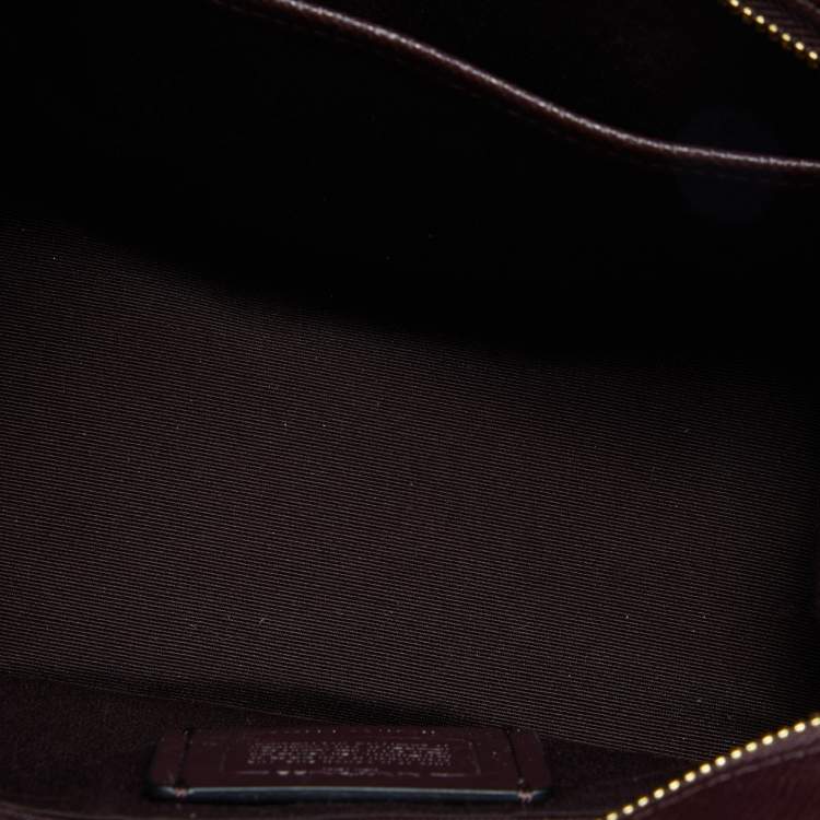 Pre Owned Coach Burgundy Leather Crosby Carryall 21 Tote
