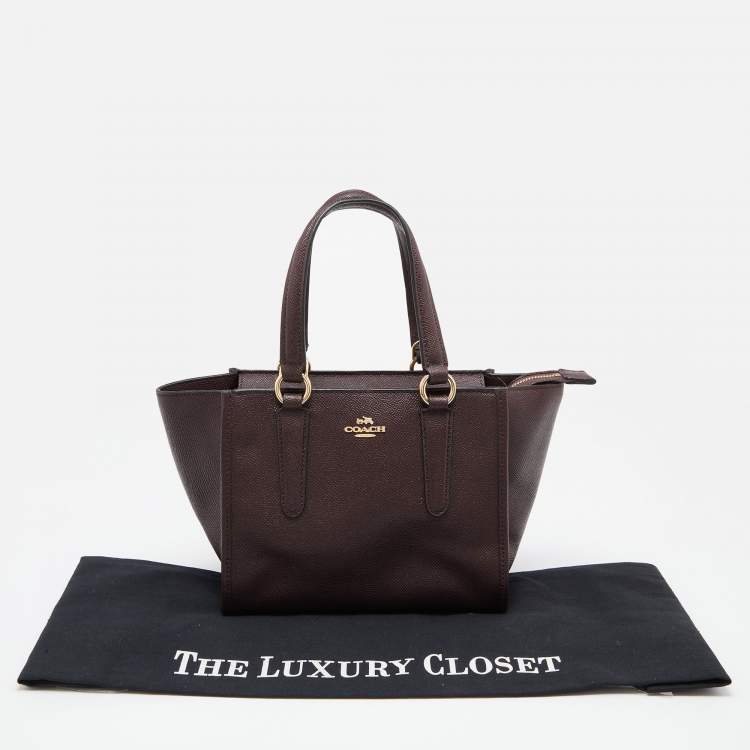 Pre Owned Coach Burgundy Leather Crosby Carryall 21 Tote