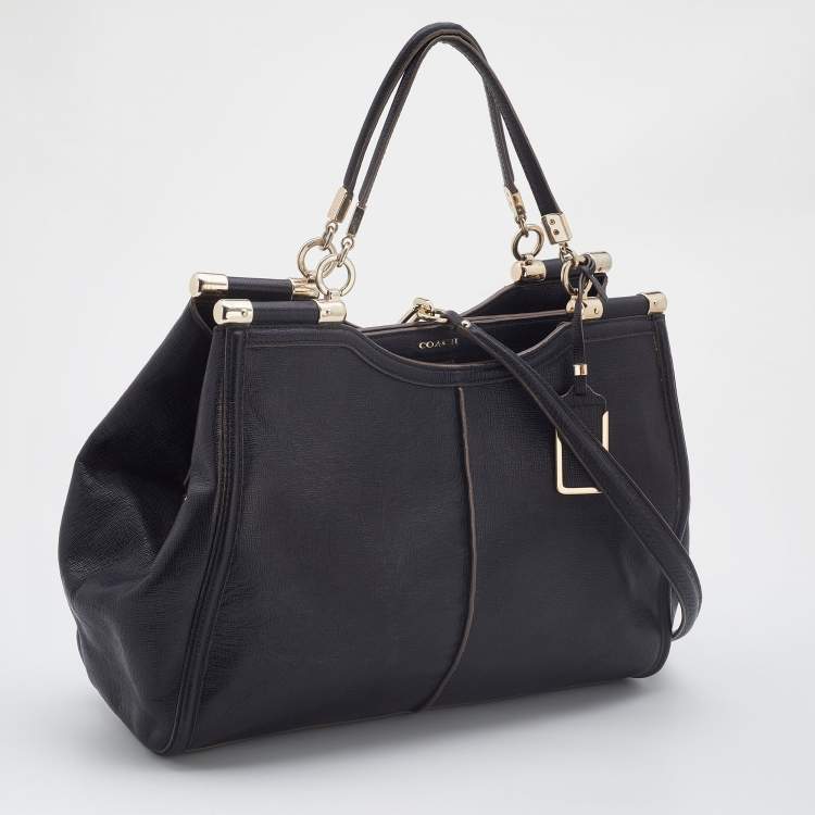 Pre Owned Coach Black Leather Madison Pinnacle Carrie Satchel